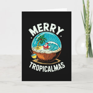 Merry Tropicalmas Surfen Santa Snow Globe Kokosnus Karte