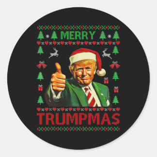 Merry Trumpmas Funny Ugly Weihnachts Sweater Best  Runder Aufkleber