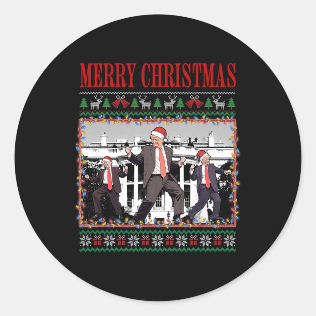 Merry Trumpmas - Santa Claus Donald Trump Tance Runder Aufkleber (Vorderseite)
