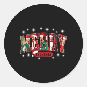 Merry Trumpmas Santa Trump Funny Christmas Pajamas Runder Aufkleber