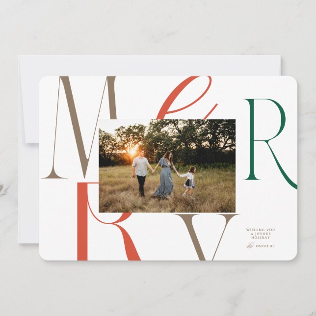 MERRY Typographie Carte de Noël (Devant)