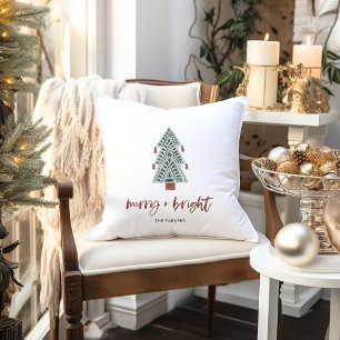 Merry und Bright   Boho Christmas Tree Kissen