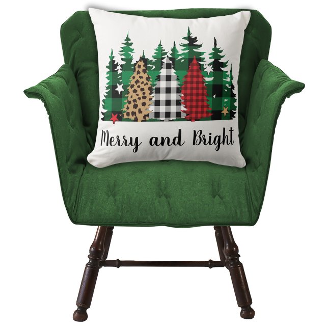 Merry und Bright Buffalo Kariert Leopard Print Tre Kissen (Von Creator hochgeladen)