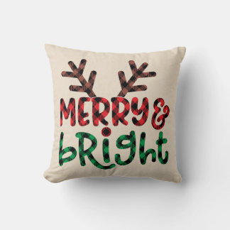 Merry und Bright Buffalo Karierter Weihnachtsbaum Kissen