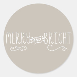 Merry und Bright Classic Round Aufkleber