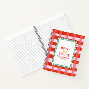Merry und Bright Colorful Gingham individuelle Nam Notizbuch