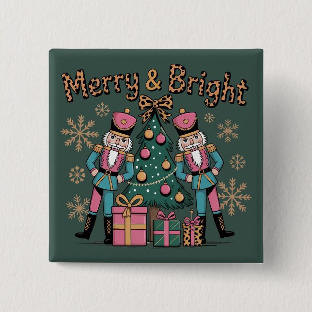 Merry und Bright Coquette Nutcracker Leopard Xmas Button (Vorderseite)