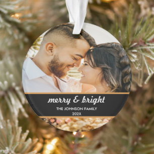 Merry und Bright   elegantes WeihnachtskuchenFoto Ornament