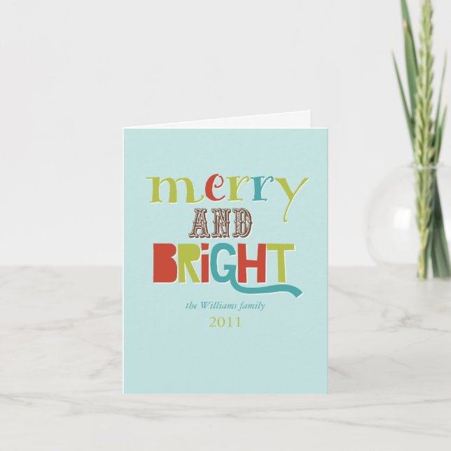Merry und Bright Feiertagskarte (Vorderseite)