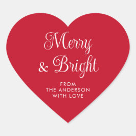 Merry und Bright Festive Red Individuelle Name Herz-Aufkleber