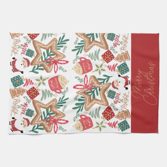 Merry und Bright Geschirrtuch (Horizontal)