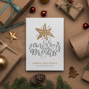 Merry und Bright   Happy Holidays Postkarte