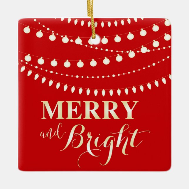 Merry und Bright Keramikornament (Vorderseite)