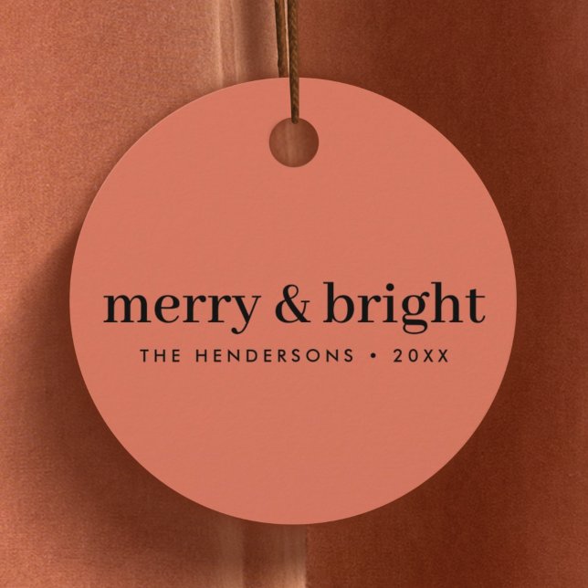 Merry und Bright | Minimalistischer Weihnachtsweic Geschenkanhänger (Elegant Christmas gift tags with simple “Merry & Bright” text for stylish festive wrapping)