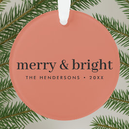 Merry und Bright | Minimalistischer Weihnachtsweic Ornament