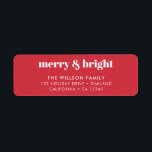 Merry und Bright | Modern Christmas Bright Red<br><div class="desc">Ein stilvolles,  modernes Retourenadressen-Label mit einem kühlen Retro-Typografie-Zitat "frry & bright" in Weiß auf hellrotem Hintergrund. Der Gruß und die Adresse können leicht an Ihre Bedürfnisse angepasst werden. Ein trendiges,  lustiges Design,  das sich in dieser Urlaubssaison auszeichnet!</div>