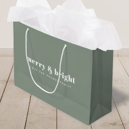 Merry und Bright | Modern Minimal Christmas Green Große Geschenktüte