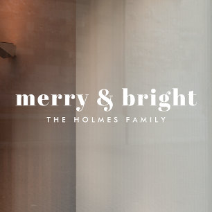 Merry und Bright   Modern Minimal Christmas White Fensteraufkleber