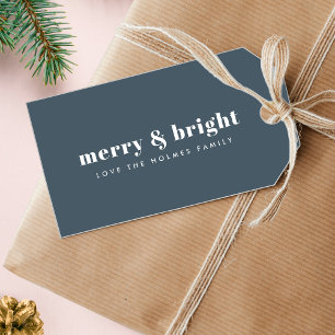 Merry und Bright   Modern Xmas Dusky Smoke Blue Geschenkanhänger