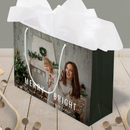 Merry und Bright | Modernes stilvolles Weihnachtsf Große Geschenktüte