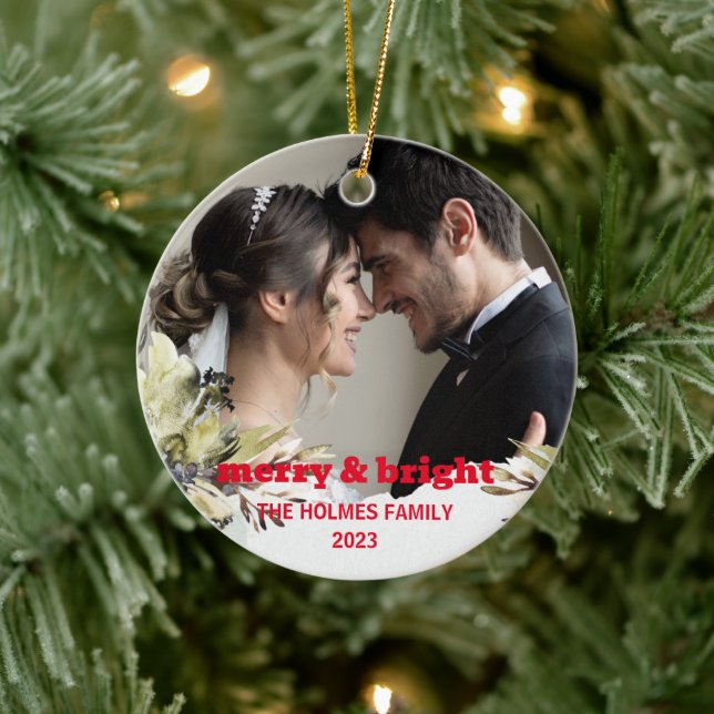 Merry und Bright | Niedliches WeihnachtskuchelFoto Keramik Ornament (Baum)
