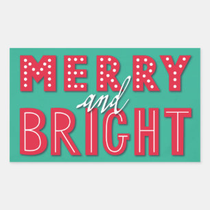 Merry und Bright Rechteckiger Aufkleber