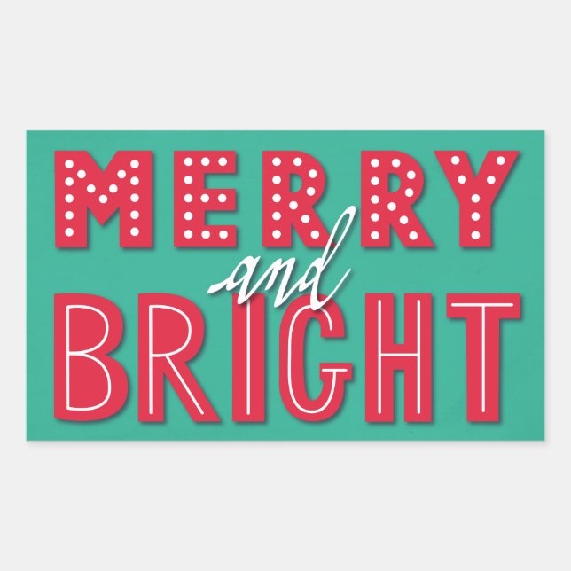 Merry und Bright Rechteckiger Aufkleber (Vorderseite)