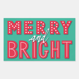 Merry und Bright Rechteckiger Aufkleber