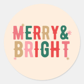 Merry und Bright Runder Aufkleber