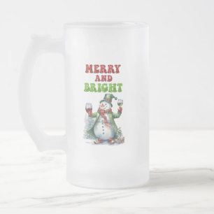 Merry und Bright Snowman Mattglas Bierglas