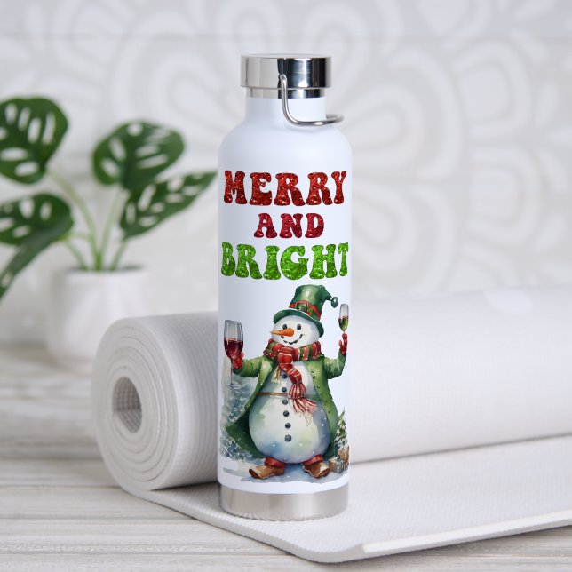 Merry und Bright Snowman Trinkflasche (Yoga (gedreht))