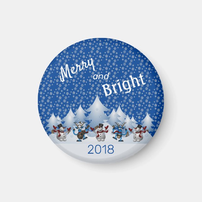 Merry und Bright Snowmen Magnet (Vorne)