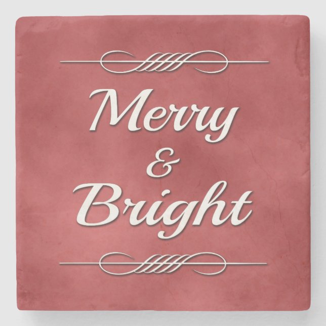 Merry und Bright Steinuntersetzer (Vorderseite)