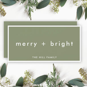 Merry und Bright   Trendy Moss Green Christmas Feiertagskarte