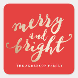 Merry und Bright | Urlaub Quadratischer Aufkleber