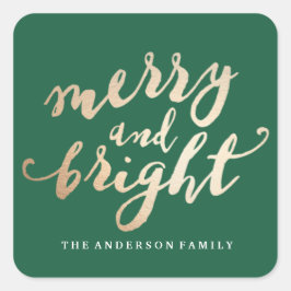 Merry und Bright | Urlaub Quadratischer Aufkleber