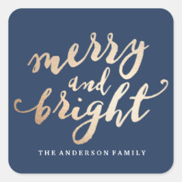Merry und Bright | Urlaub Quadratischer Aufkleber