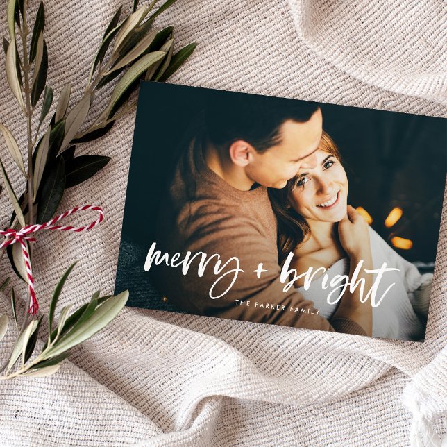 Merry und Bright | Weihnachts-Foto Magnetkarte Magneteinladung (A magnetic holiday Christmas card with your favorite photo)