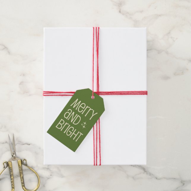 Merry und hell Moderne Retro Minimalistisch einfac Geschenkanhänger (Mit Garn)