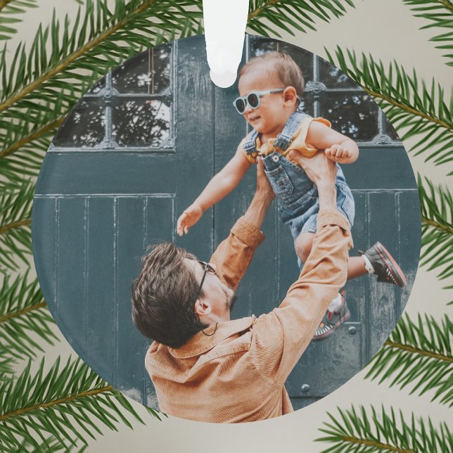 Merry und helle Minimal Weihnachts Soft Red Foto Ornament (Von Creator hochgeladen)