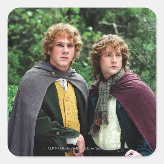 Merry und Peregrin Quadratischer Aufkleber (Vorderseite)