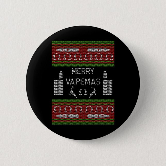 Merry Vapemas - Vaping Ugly Christmas Sweater Button (Vorderseite)
