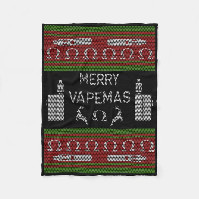 Merry Vapemas - Vaping Ugly Christmas Sweater Fleecedecke (Vorderseite)