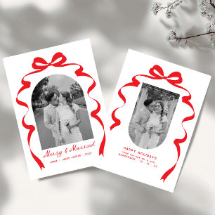Merry & Verheiratet Bow Foto Weihnachten NewWeds A