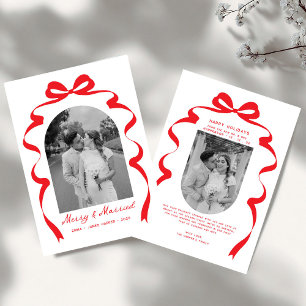 Merry & Verheiratet Bow Foto Weihnachten NewWeds A