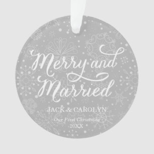 Merry & Verheiratet First Christmas Foto Ornament