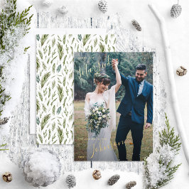 Merry & Verheiratet Forest Watercolor Hochzeitssem Folien Feiertagskarte