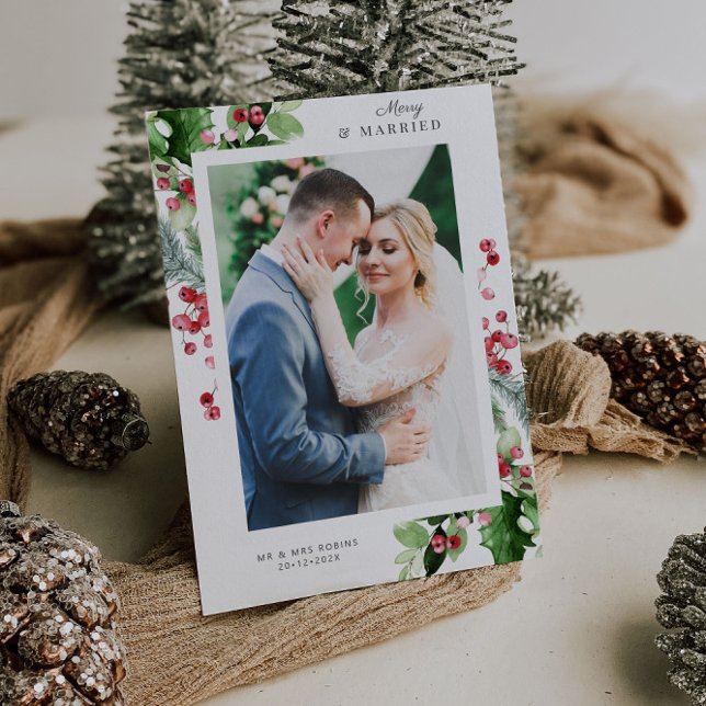 MERRY & VERHEIRATET | Hochzeitsankündigung Feiertagskarte (Von Creator hochgeladen)