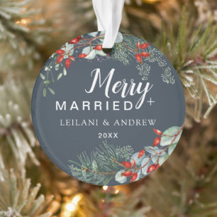Merry Verheiratet Holly Greenerity Christmas Gray Ornament
