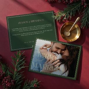 Merry & Verheiratet Modern Minimal Wavy Wedding Fo Folien Feiertagskarte